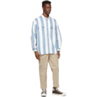 Levis Blue and White Denim Stripe Oversized Barstow Shirt