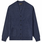 Beams Plus Men's 7G Elbow Patch Cardigan in Navy