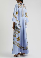 LA Double J Magnifico Printed Silk-satin Maxi Dress Blue