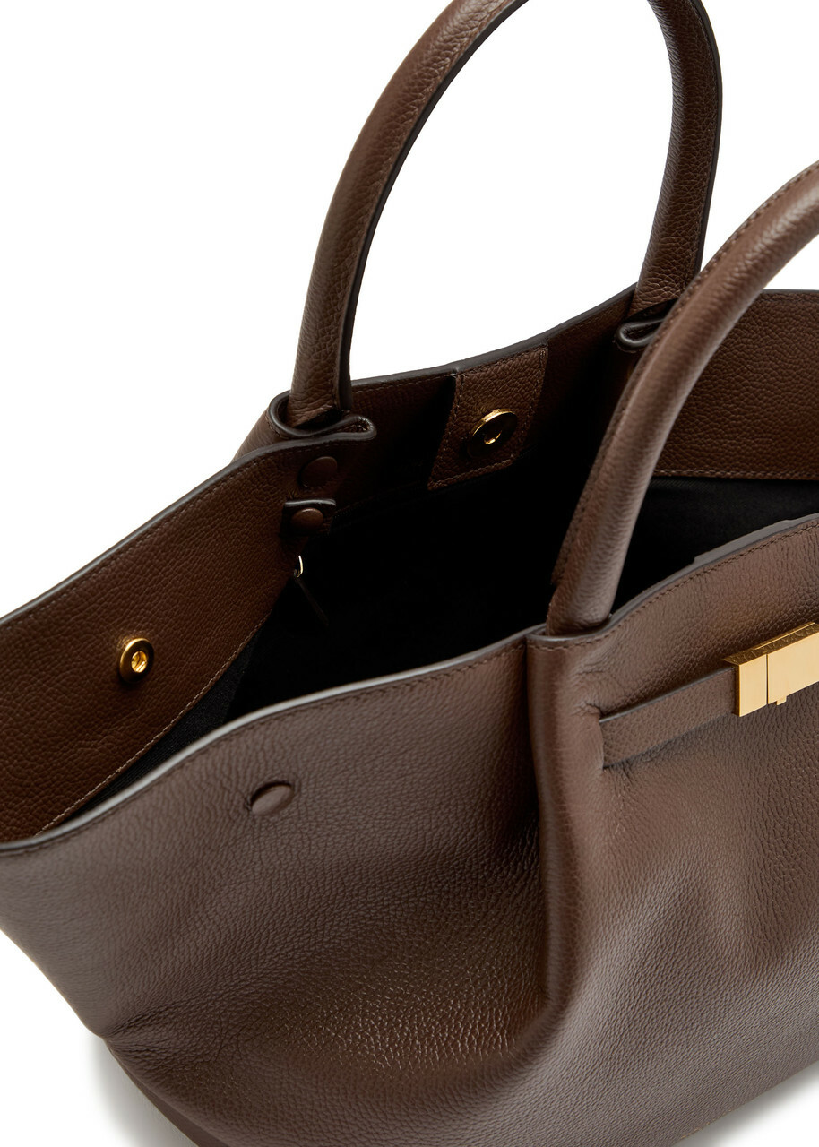 Demellier The New York Midi Grained Leather Tote - Dark Brown - One Size