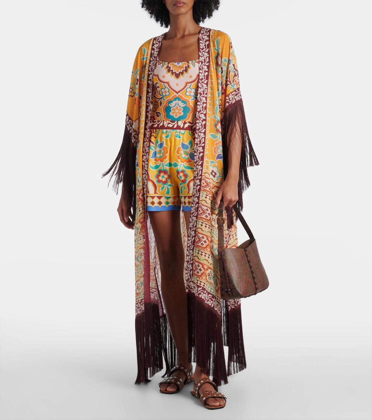 Etro Printed cotton and silk shorts