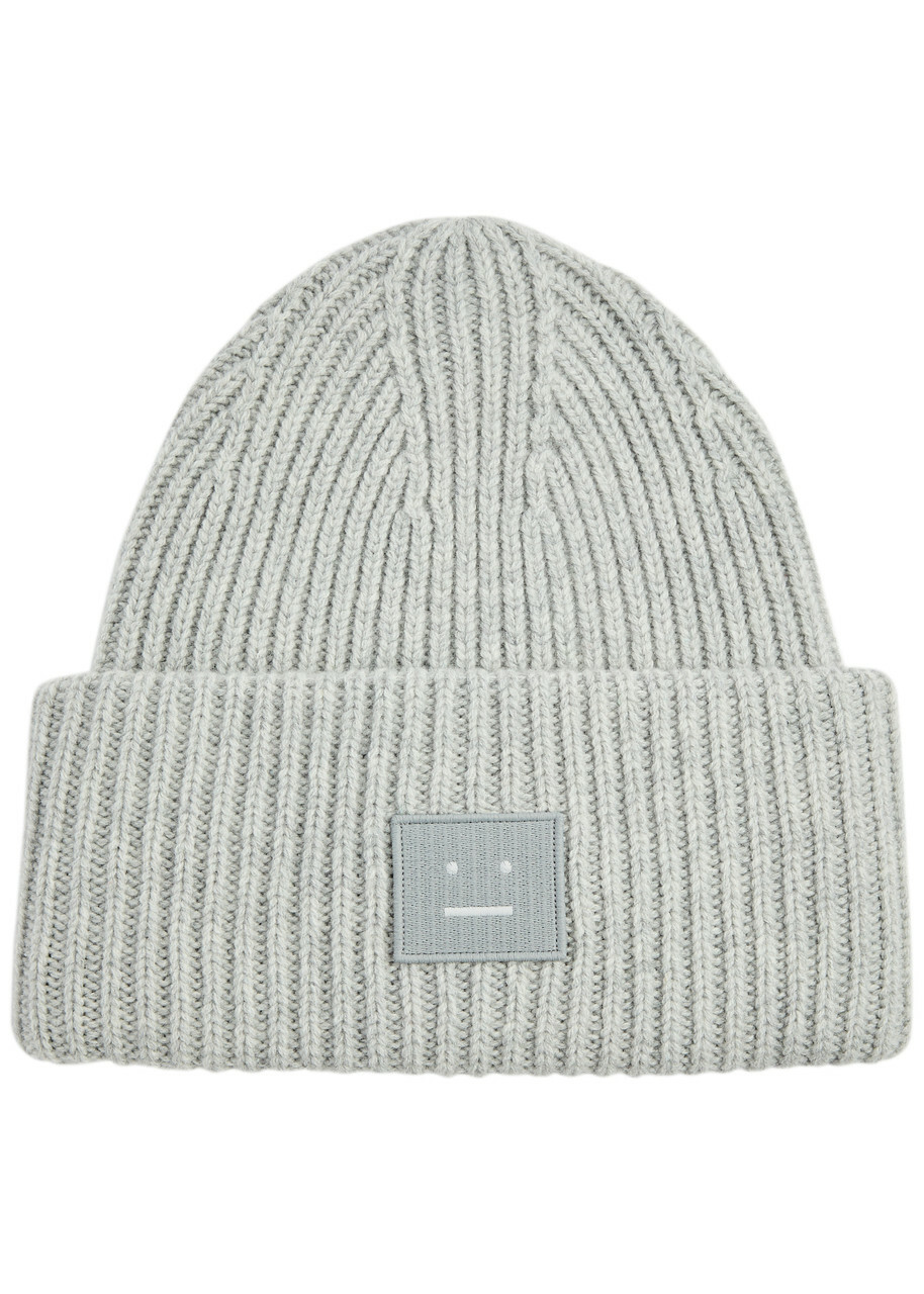 Acne Studios Wool Ribbed Beanie Hat Light Gray One Acne Studios - Ribbed-knit wool beanie Acne Studios main image 4
