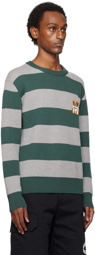 Moschino Green & Gray Teddy Patch Sweater