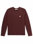 Maison Kitsuné - Logo-Appliquéd Wool Sweater - Burgundy