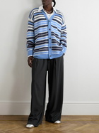 Marni - Logo-Embroidered Striped Mohair-Blend Cardigan - Blue