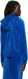 adidas Originals Blue Jeremy Scott Edition Velour Zip-Up Hoodie