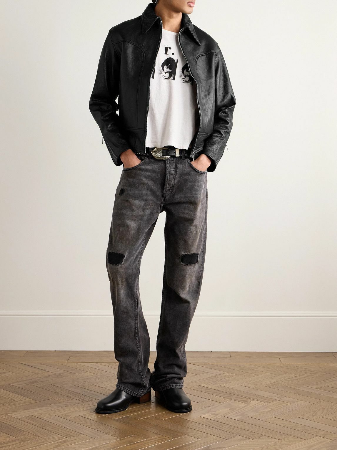 Enfants Riches Déprimés - Television Panelled Leather Jacket - Black