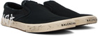 Balenciaga Black Paris Graffiti Slip-On Sneakers