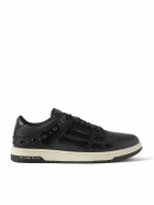 AMIRI - Skel-Top Embellished Appliquéd Leather and Suede Sneakers - Black