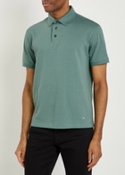 Emporio Armani Jacquard Logo-embroidered Cotton Polo Shirt Blue