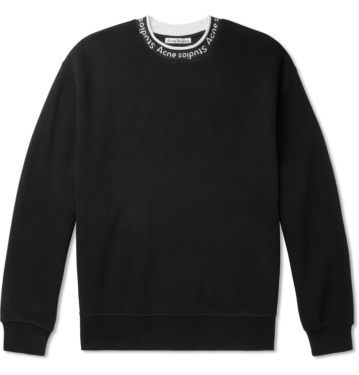 Photo: Acne Studios - Oversized Logo-Jacquard Fleece-Back Jersey Sweatshirt - Black