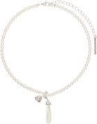 SHUSHU/TONG YVMIN Edition Faux-Pearl Drop Sleeping Rose Necklace