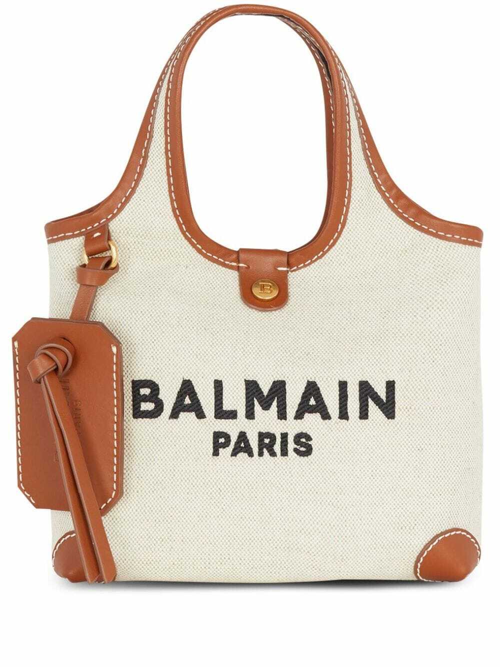 BALMAIN - B-army Mini Canvas And Leather Trims Tote Bag Balmain