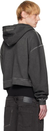 SPENCER BADU Black Dyed Zipped Hoodie
