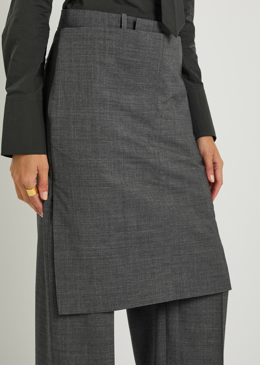 Bettter Hybrid Skirt-effect Wool-blend Trousers Grey