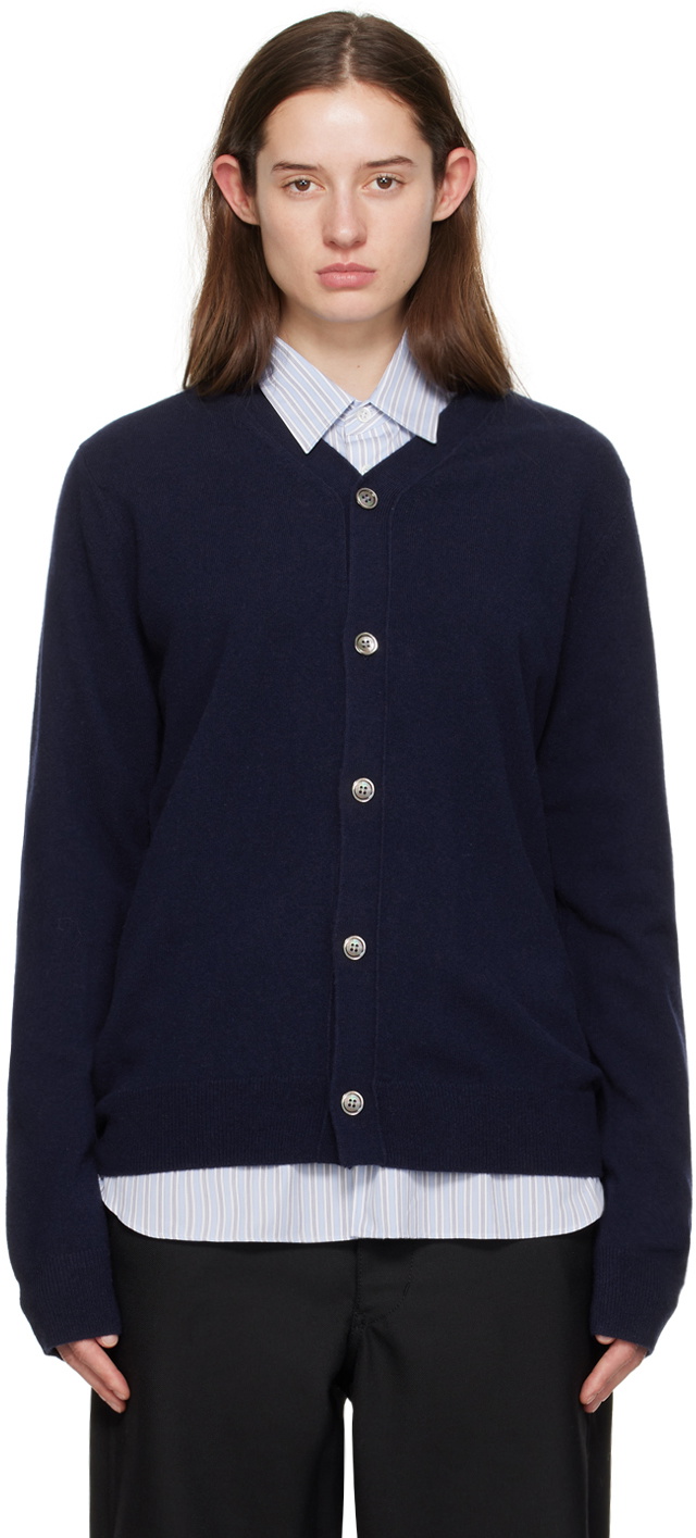 Comme des Garçons Shirt Navy Y-Neck Cardigan