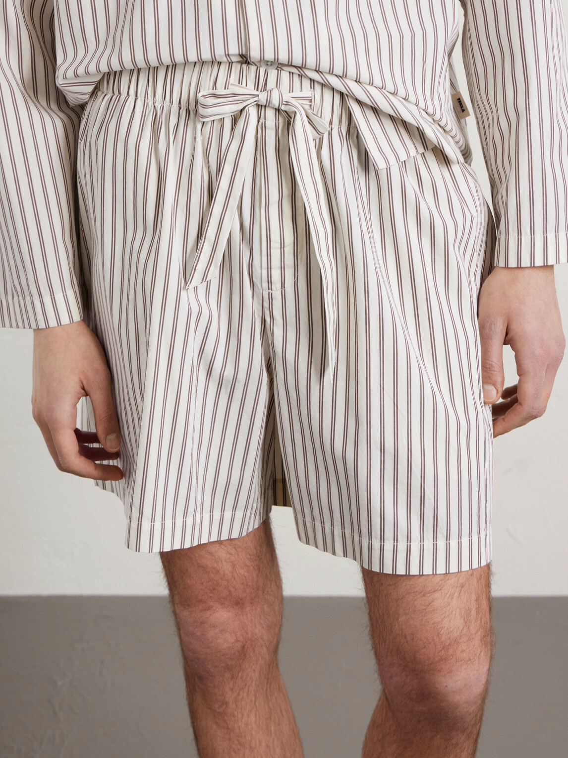 TEKLA - Straight-Leg Striped Organic Cotton-Poplin Shorts - Neutrals