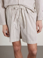TEKLA - Straight-Leg Striped Organic Cotton-Poplin Shorts - Neutrals