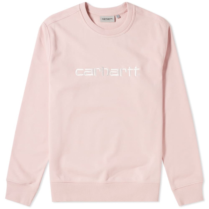 Photo: Carhartt Embroidered Logo Crew Sweat Pink