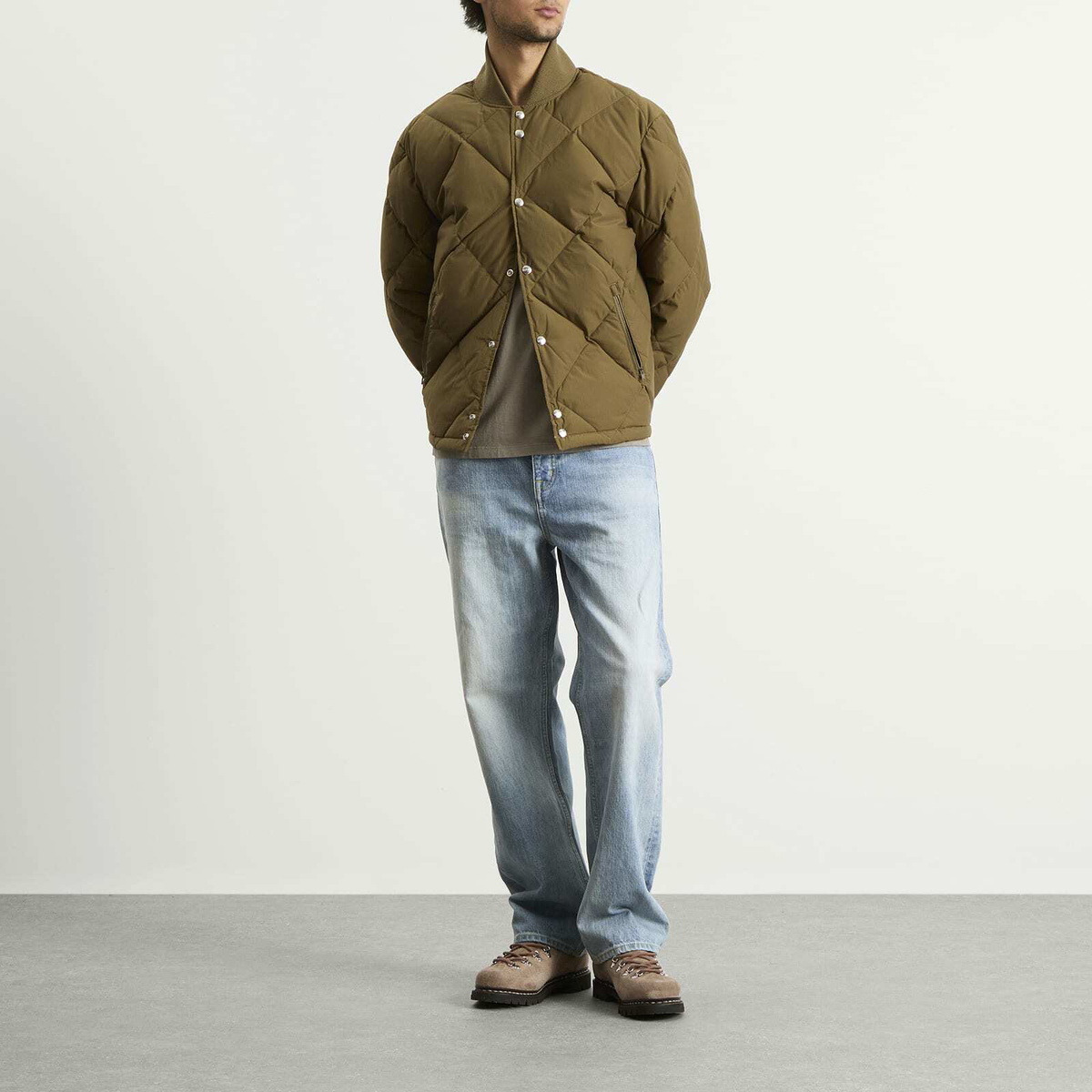 Dubbleware Men's Dubble Down Diamond Quilted Jacket in Military Green