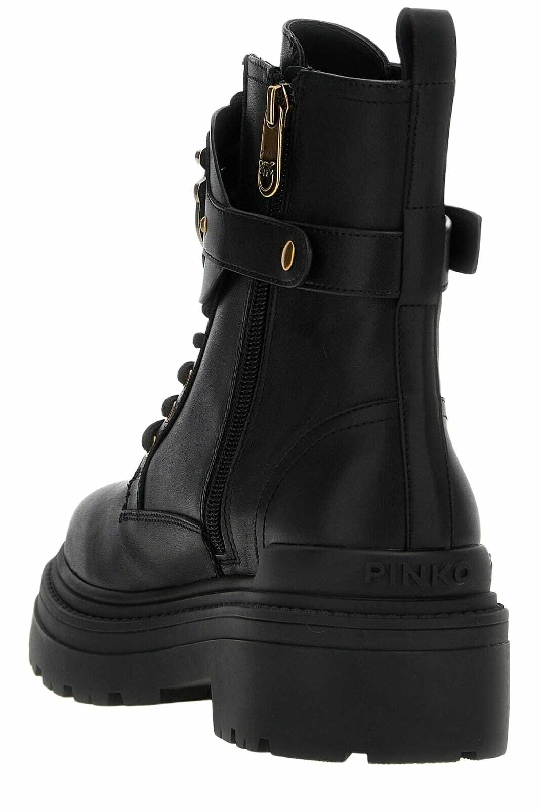 Pinko Logo Plaque Combat Boots