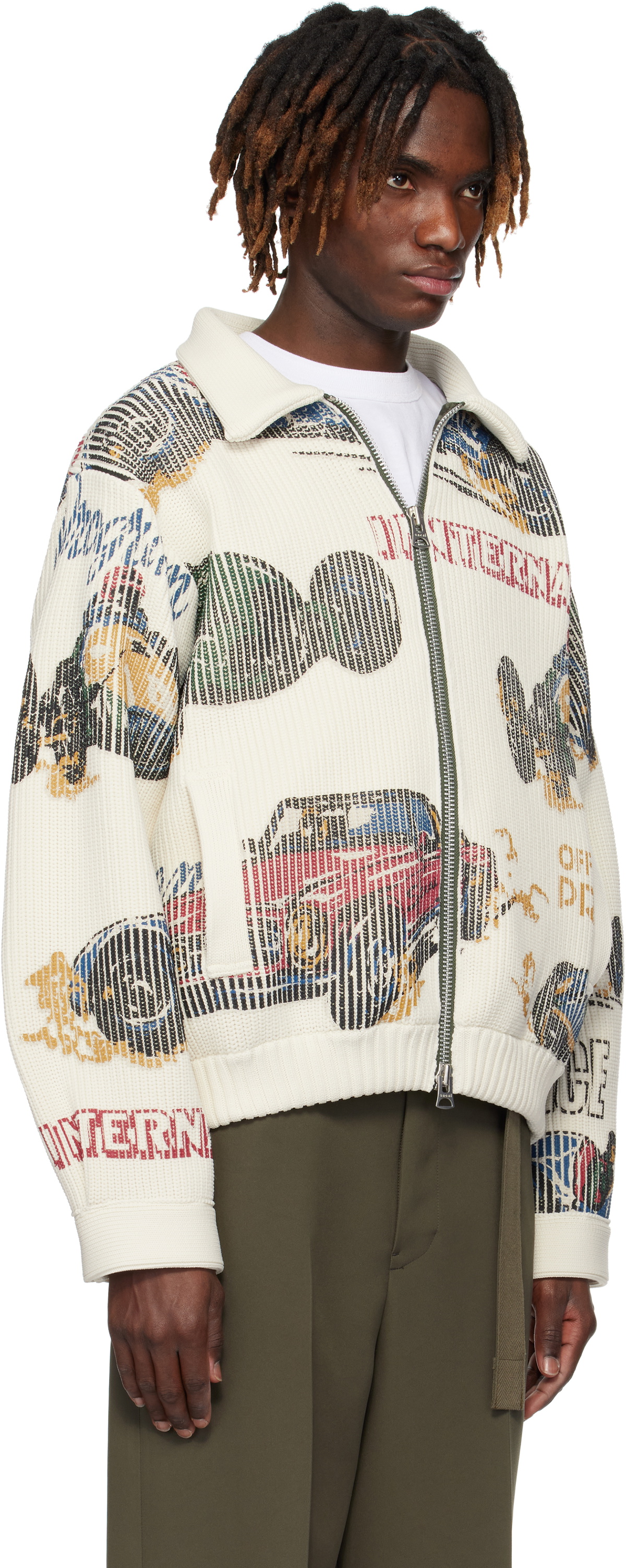 トップス SACAI 25SS Car Race Print Knit Blouson トップス SACAI 25SS Car Race Print Knit Blouson トップス