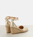 Valentino Garavani Rockstud metallic leather espadrille wedges