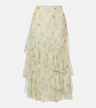 Ulla Johnson Meadow floral silk chiffon midi skirt