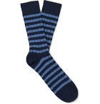 William Lockie - Ribbed Striped Cashmere-Blend Socks - Blue