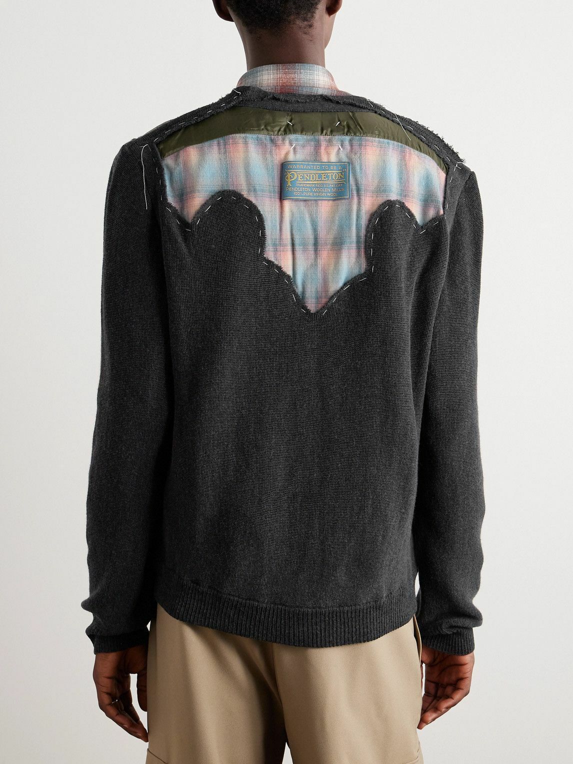 Maison Margiela - Pendleton Patchwork Satin-Trimmed Wool Cardigan