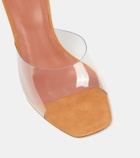 Amina Muaddi Lupita Half Glass PVC and suede wedge mules