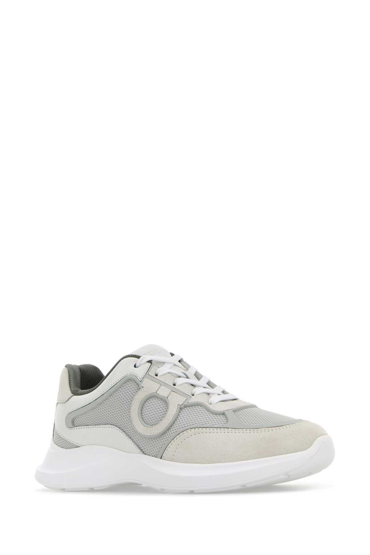スニーカー Salvatore Ferragamo White Leather And Mesh Bay Man Sneakers Ferragamo White Leather And Mesh Bay Man Sneakers Salvatore