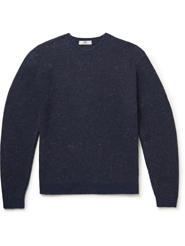 Photo: Inis Meáin - Honeycomb-Knit Merino Wool and Cashmere-Blend Sweater - Blue