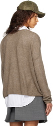 Fax Copy Express Brown Plunging V-Neck Sweater