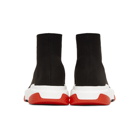 Balenciaga Black and Red Speed Sneakers