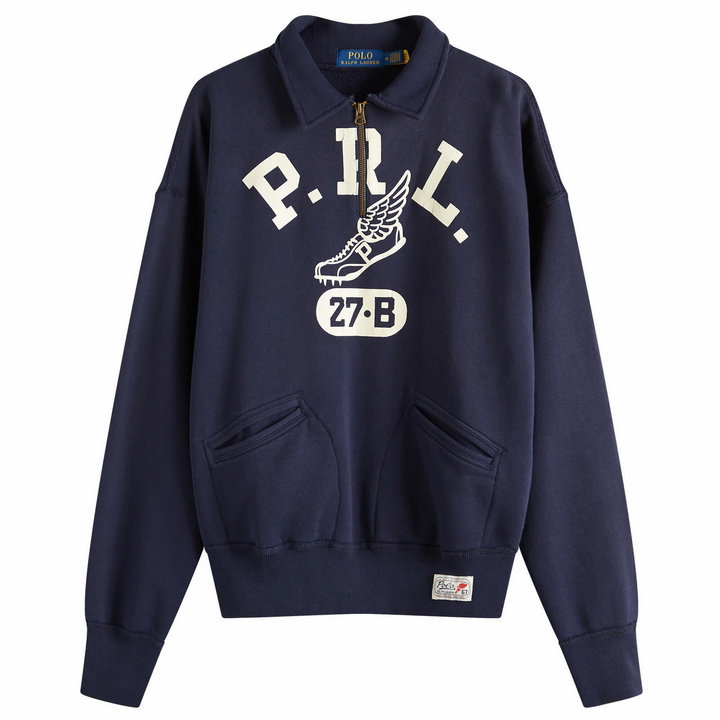 Photo: Polo Ralph Lauren Men's PRL Run Club Half Zip Sweatshirt in Cruise Navy