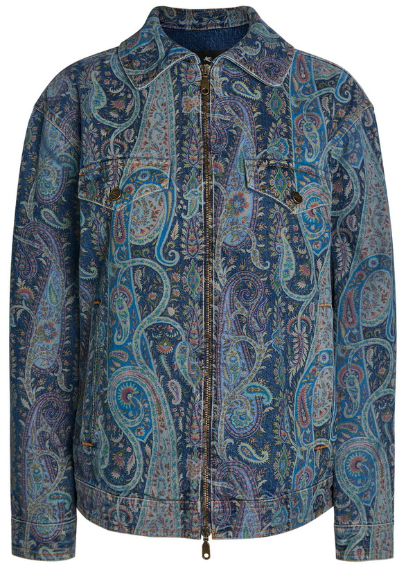 Photo: Etro Patterned Denim Jacket Blue