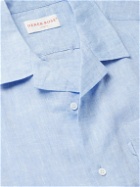 Derek Rose - Monaco Camp-Collar Linen Shirt - Blue