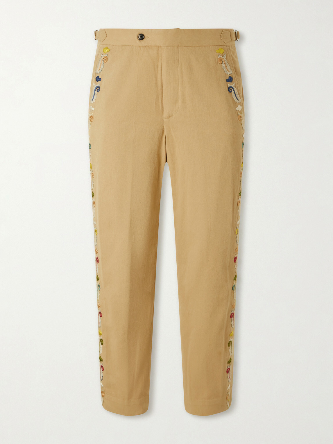 BODE - Straight-Leg Cotton Feather Runner Trousers - Neutrals