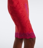 Saint Laurent Lace-trimmed silk jacquard midi dress