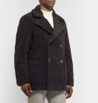 Barena - Double-Breasted Faux Shearling Peacoat - Dark brown