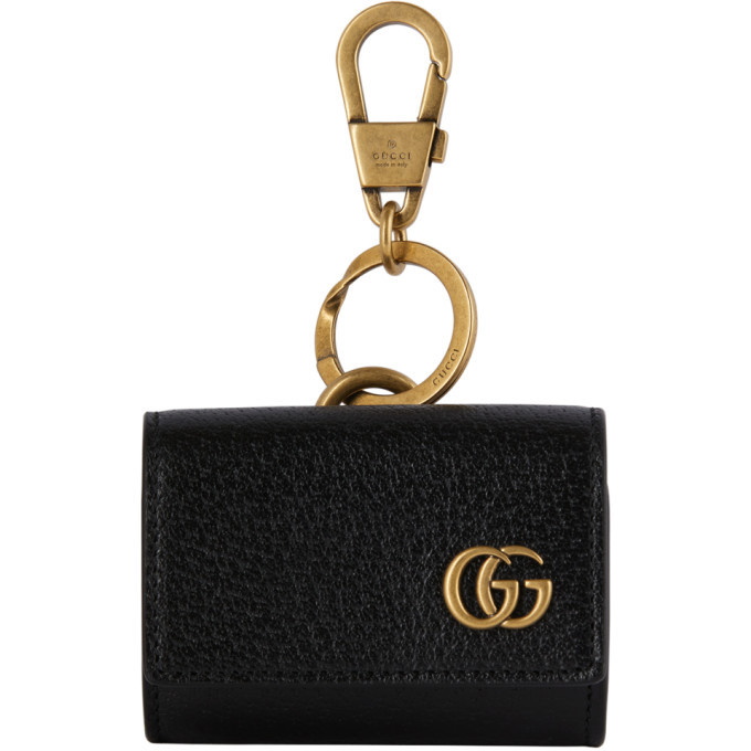 GG Marmont keychain card case in black leather