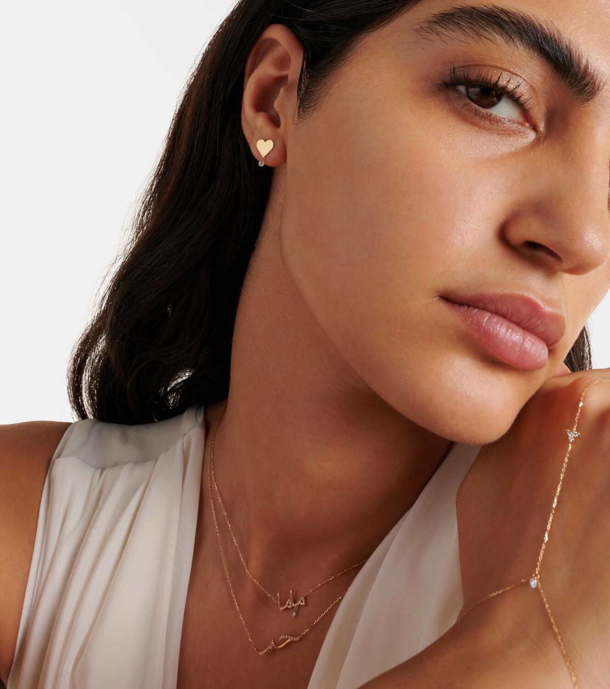 Persée 18kt gold single earring with diamonds