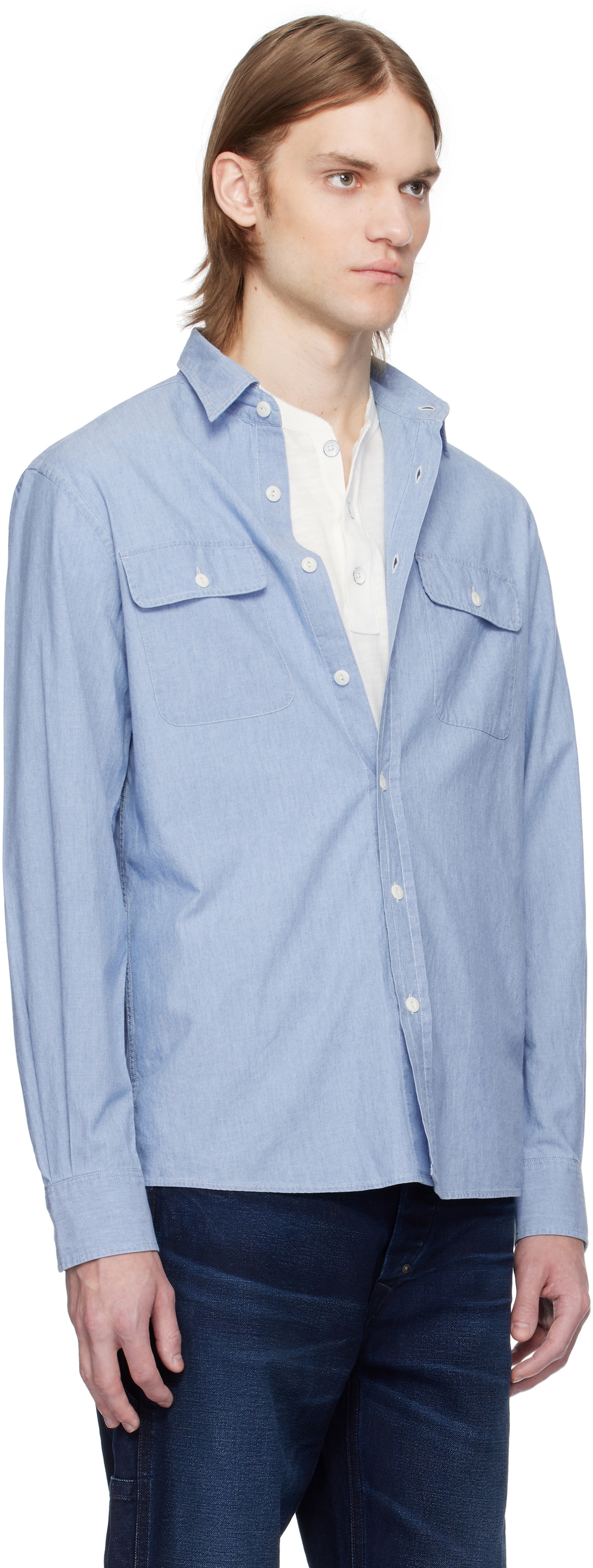 Ralph Lauren Purple Label Indigo Washed Chambray Shirt