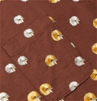 BODE - Camp-Collar Embroidered Cotton Shirt - Burgundy