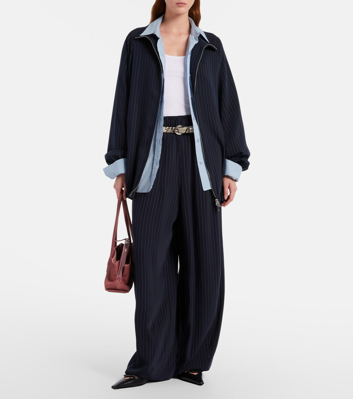 The Frankie Shop Baxter pinstripe oversized jacket