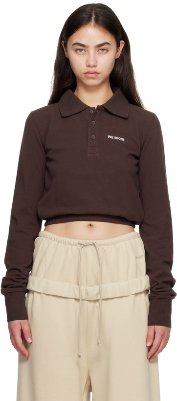 Photo: We11done Brown Embroidered Logo Long Sleeve Polo