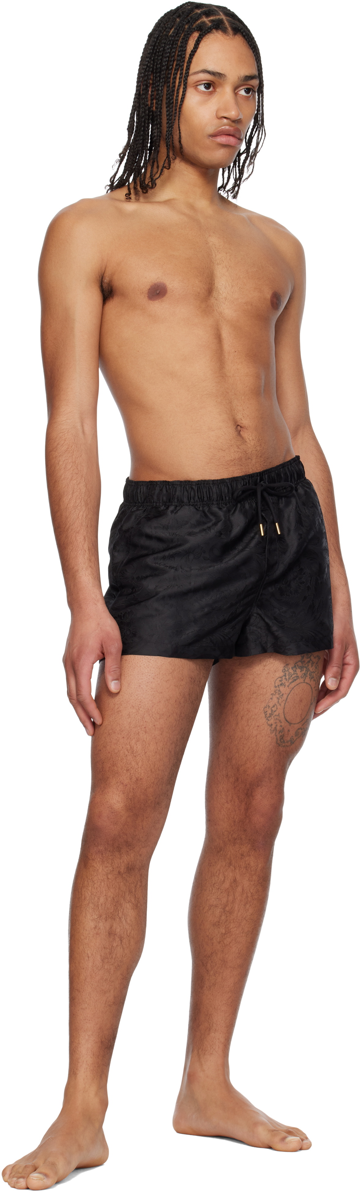 Versace Underwear Black Barocco Jacquard Swim Shorts