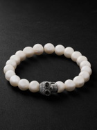 Sydney Evan - Skull Rhodium-Plated, Diamond and Pearl Beaded Bracelet