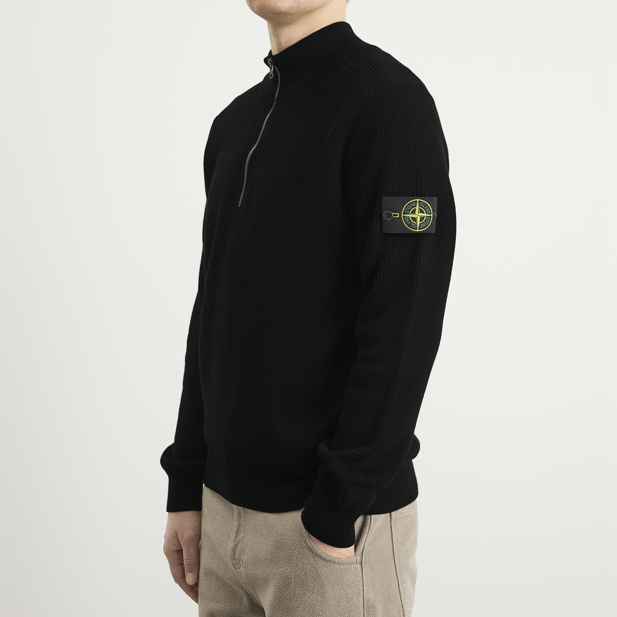 Stone Island Men's Ribbed Soft Cotton Half Zip Knit Jumper in